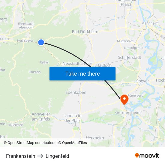 Frankenstein to Lingenfeld map