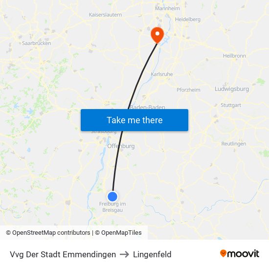 Vvg Der Stadt Emmendingen to Lingenfeld map