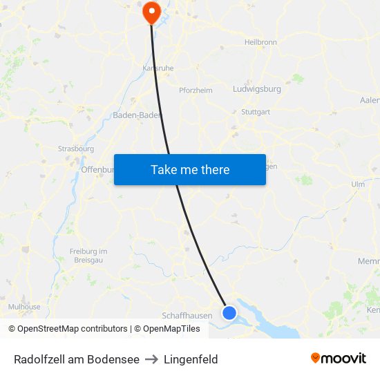 Radolfzell am Bodensee to Lingenfeld map