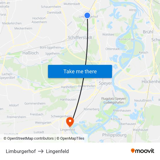 Limburgerhof to Lingenfeld map