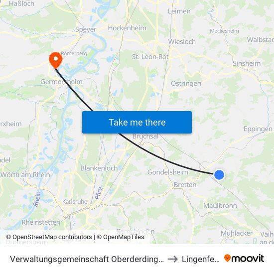 Verwaltungsgemeinschaft Oberderdingen to Lingenfeld map