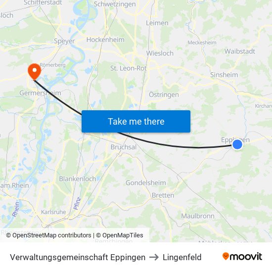 Verwaltungsgemeinschaft Eppingen to Lingenfeld map