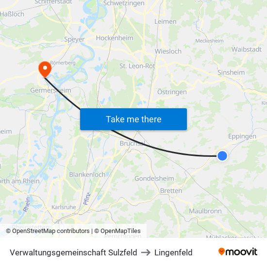 Verwaltungsgemeinschaft Sulzfeld to Lingenfeld map