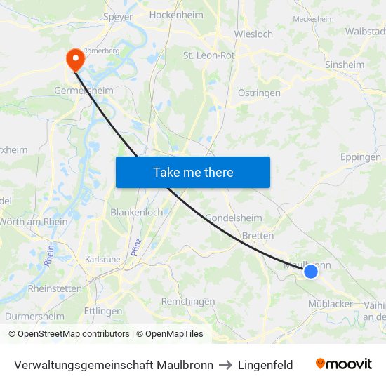 Verwaltungsgemeinschaft Maulbronn to Lingenfeld map