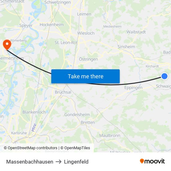 Massenbachhausen to Lingenfeld map