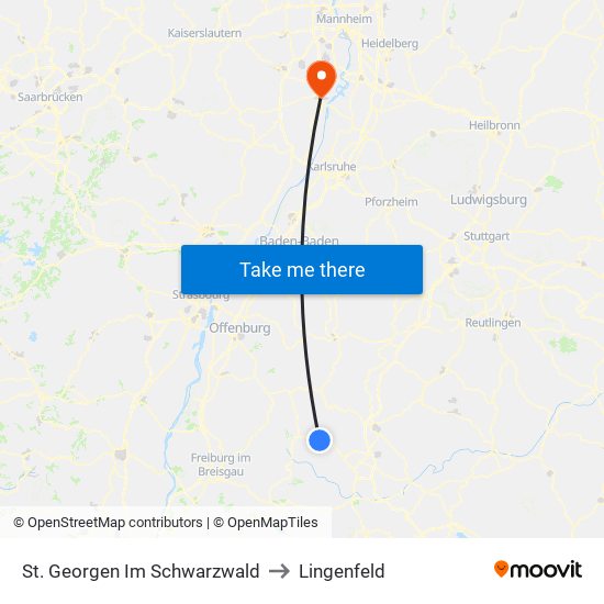 St. Georgen Im Schwarzwald to Lingenfeld map