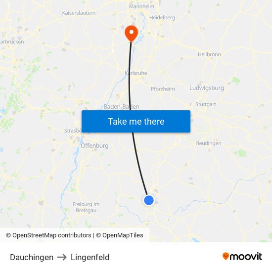 Dauchingen to Lingenfeld map