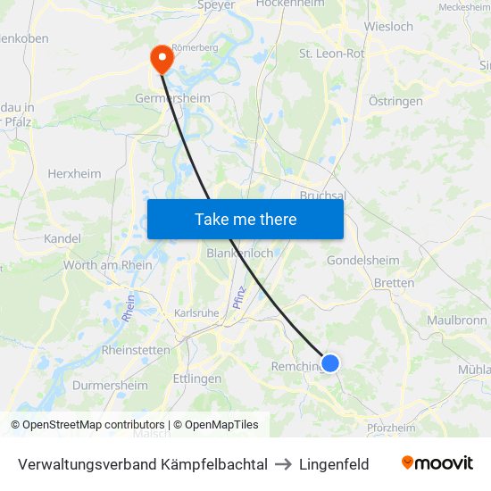 Verwaltungsverband Kämpfelbachtal to Lingenfeld map