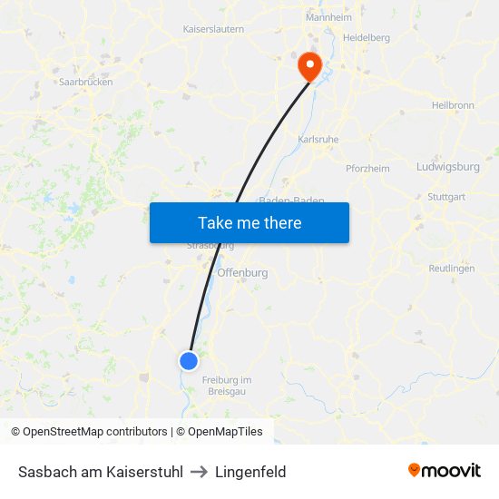 Sasbach am Kaiserstuhl to Lingenfeld map