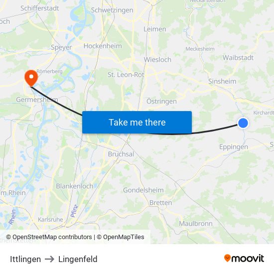 Ittlingen to Lingenfeld map