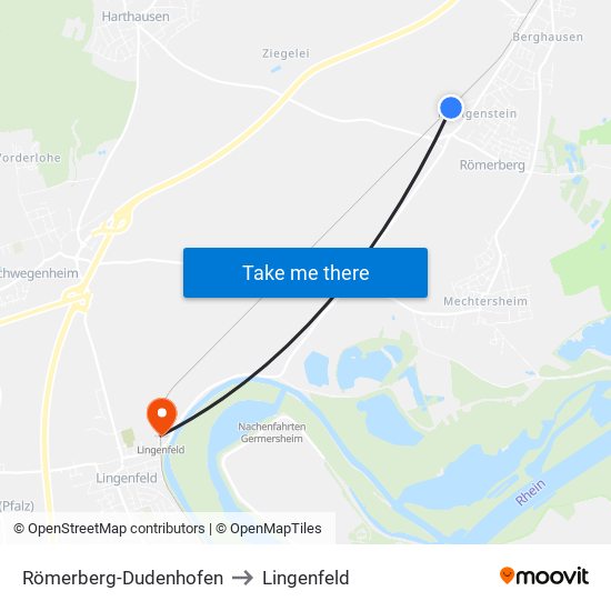 Römerberg-Dudenhofen to Lingenfeld map
