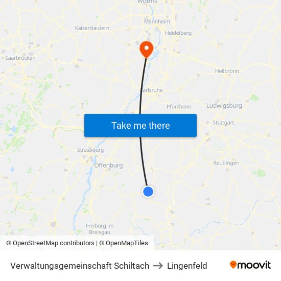 Verwaltungsgemeinschaft Schiltach to Lingenfeld map