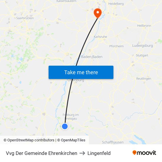 Vvg Der Gemeinde Ehrenkirchen to Lingenfeld map