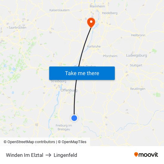 Winden Im Elztal to Lingenfeld map