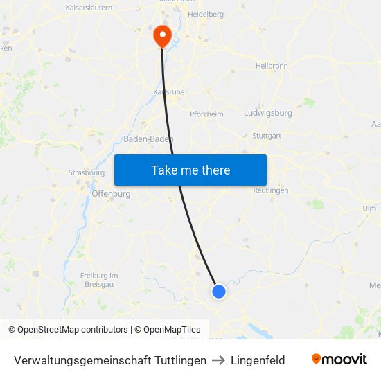 Verwaltungsgemeinschaft Tuttlingen to Lingenfeld map