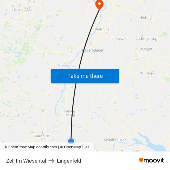 Zell Im Wiesental to Lingenfeld map