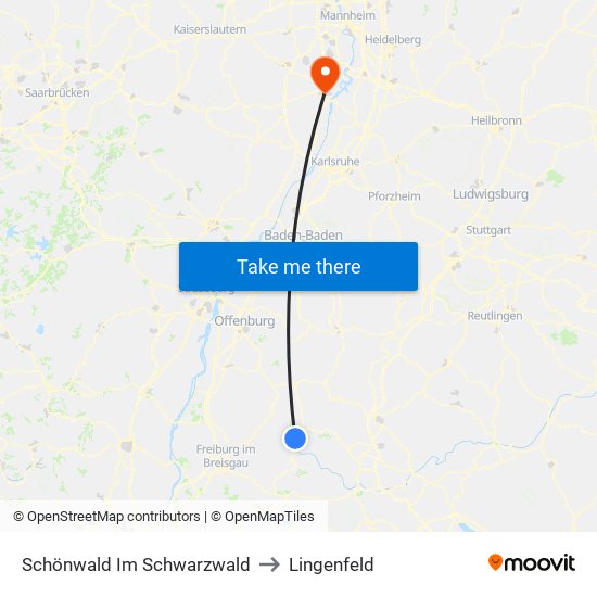 Schönwald Im Schwarzwald to Lingenfeld map