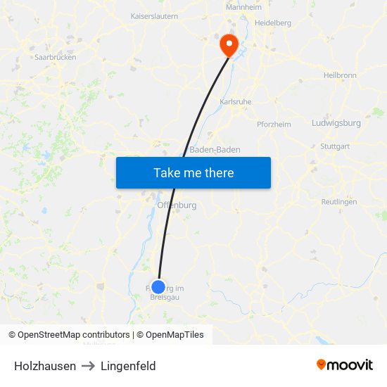 Holzhausen to Lingenfeld map