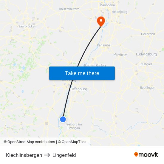 Kiechlinsbergen to Lingenfeld map
