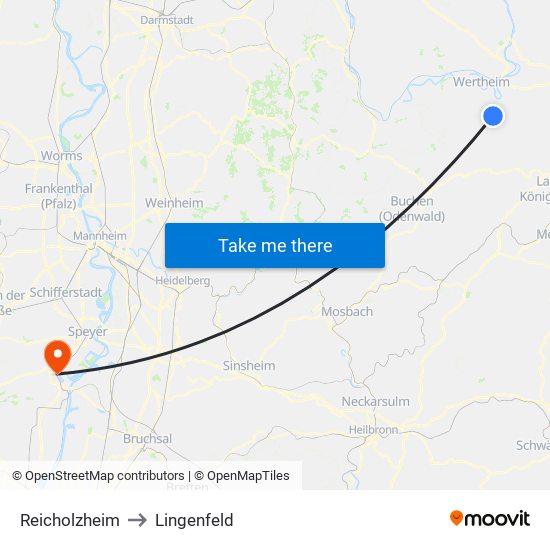Reicholzheim to Lingenfeld map