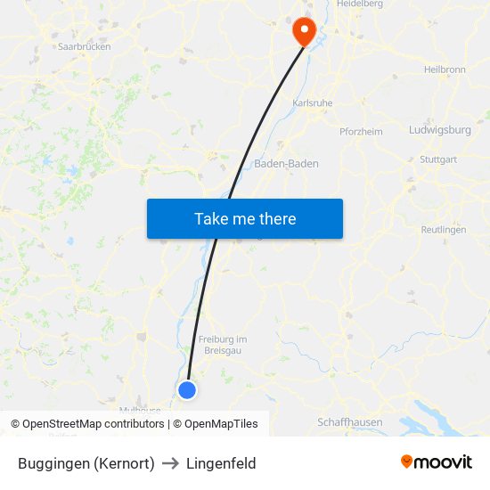 Buggingen (Kernort) to Lingenfeld map