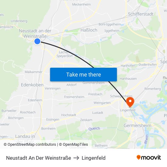 Neustadt An Der Weinstraße to Lingenfeld map