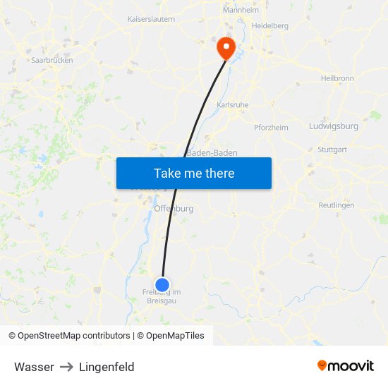 Wasser to Lingenfeld map