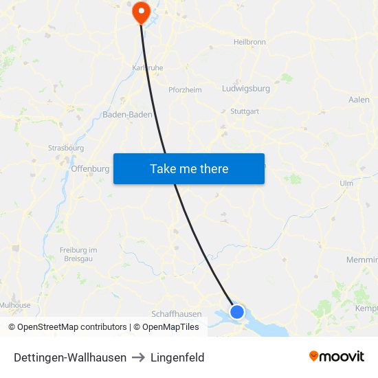 Dettingen-Wallhausen to Lingenfeld map