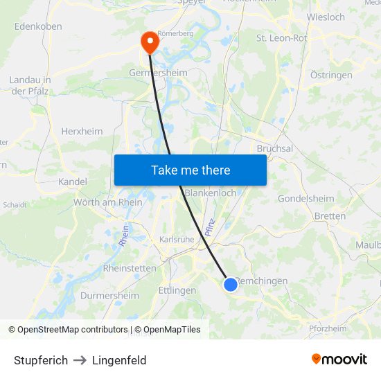 Stupferich to Lingenfeld map