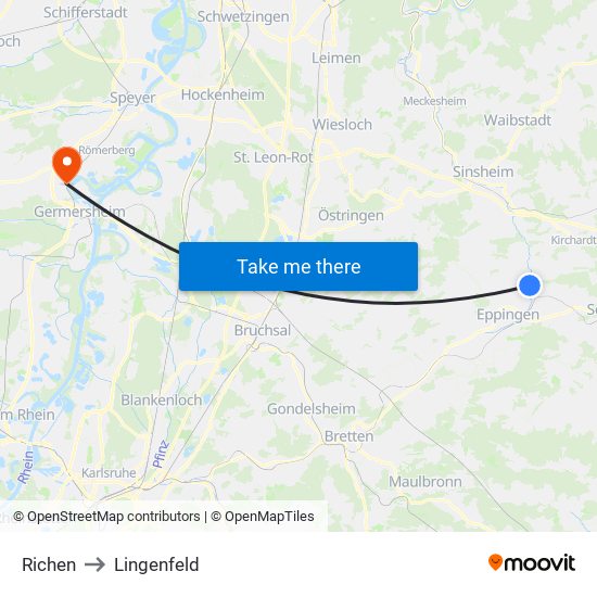 Richen to Lingenfeld map