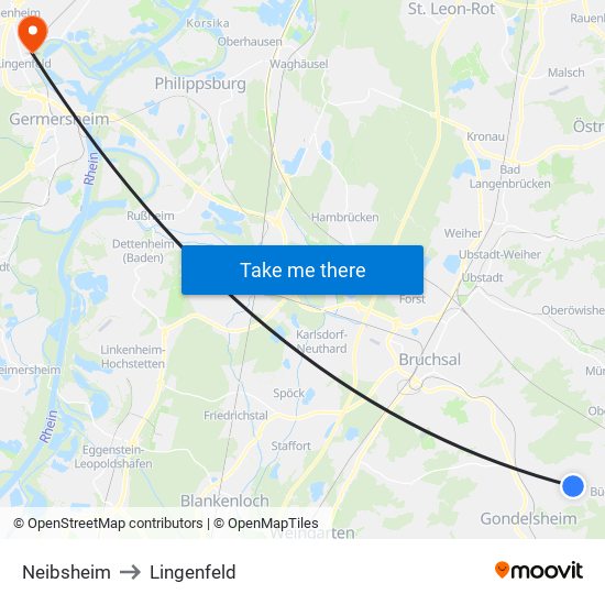 Neibsheim to Lingenfeld map