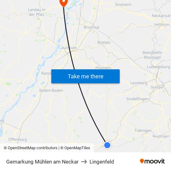 Gemarkung Mühlen am Neckar to Lingenfeld map