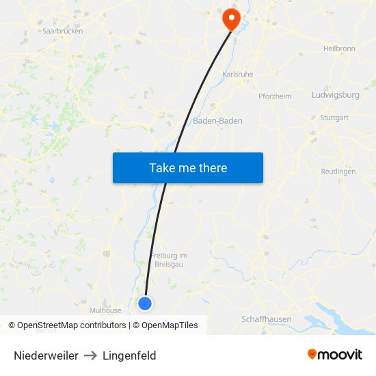 Niederweiler to Lingenfeld map