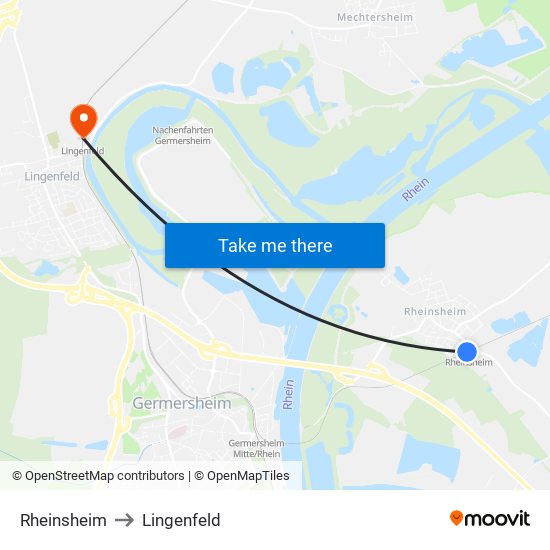 Rheinsheim to Lingenfeld map