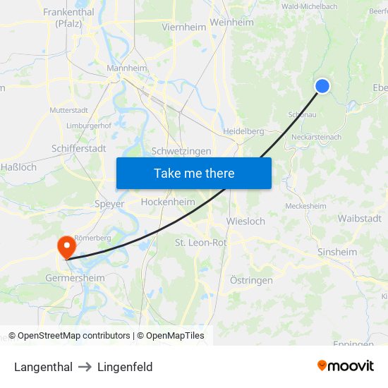 Langenthal to Lingenfeld map