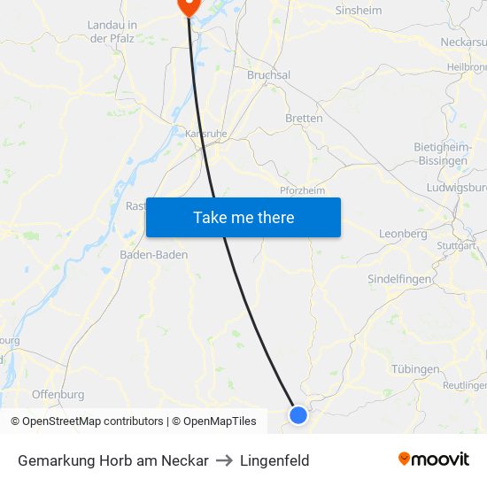 Gemarkung Horb am Neckar to Lingenfeld map