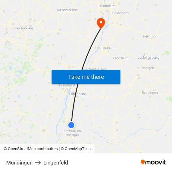 Mundingen to Lingenfeld map