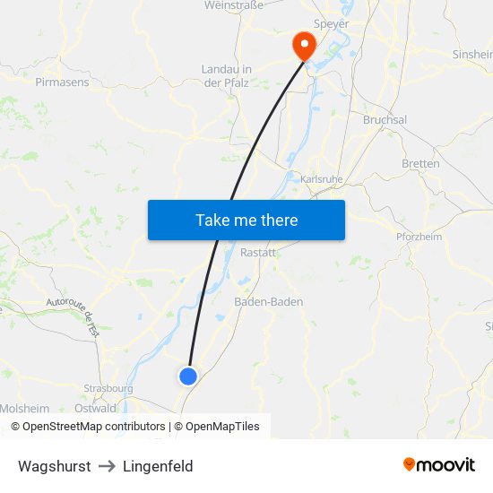 Wagshurst to Lingenfeld map