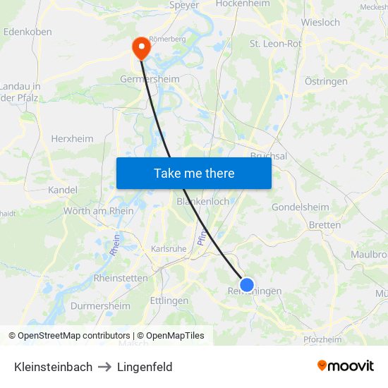 Kleinsteinbach to Lingenfeld map