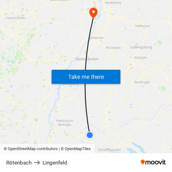 Rötenbach to Lingenfeld map