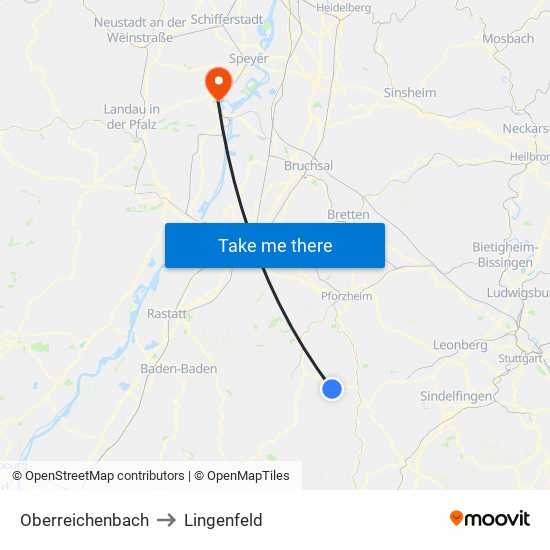 Oberreichenbach to Lingenfeld map