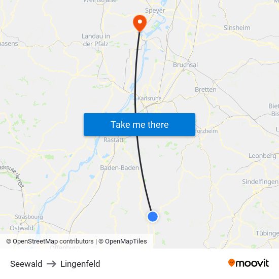 Seewald to Lingenfeld map