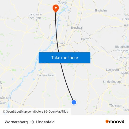 Wörnersberg to Lingenfeld map