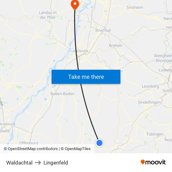 Waldachtal to Lingenfeld map