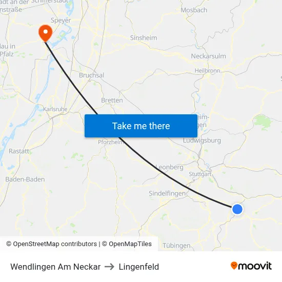 Wendlingen Am Neckar to Lingenfeld map