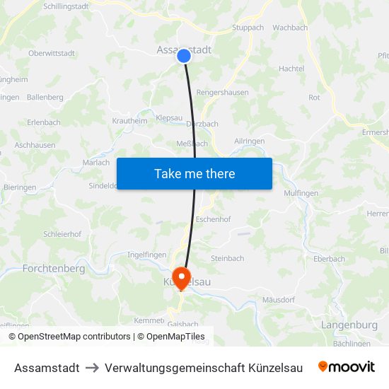 Assamstadt to Verwaltungsgemeinschaft Künzelsau map