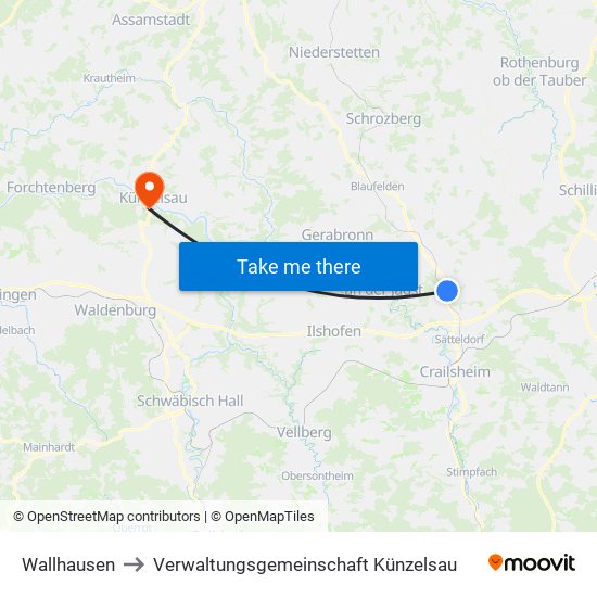 Wallhausen to Verwaltungsgemeinschaft Künzelsau map