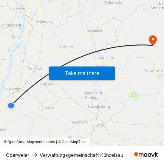 Oberweier to Verwaltungsgemeinschaft Künzelsau map