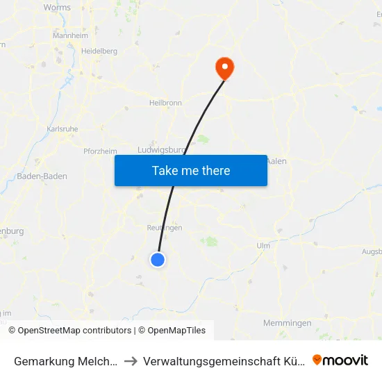 Gemarkung Melchingen to Verwaltungsgemeinschaft Künzelsau map
