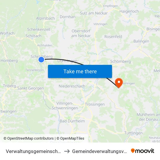 Verwaltungsgemeinschaft Schramberg to Gemeindeverwaltungsverband Heuberg map